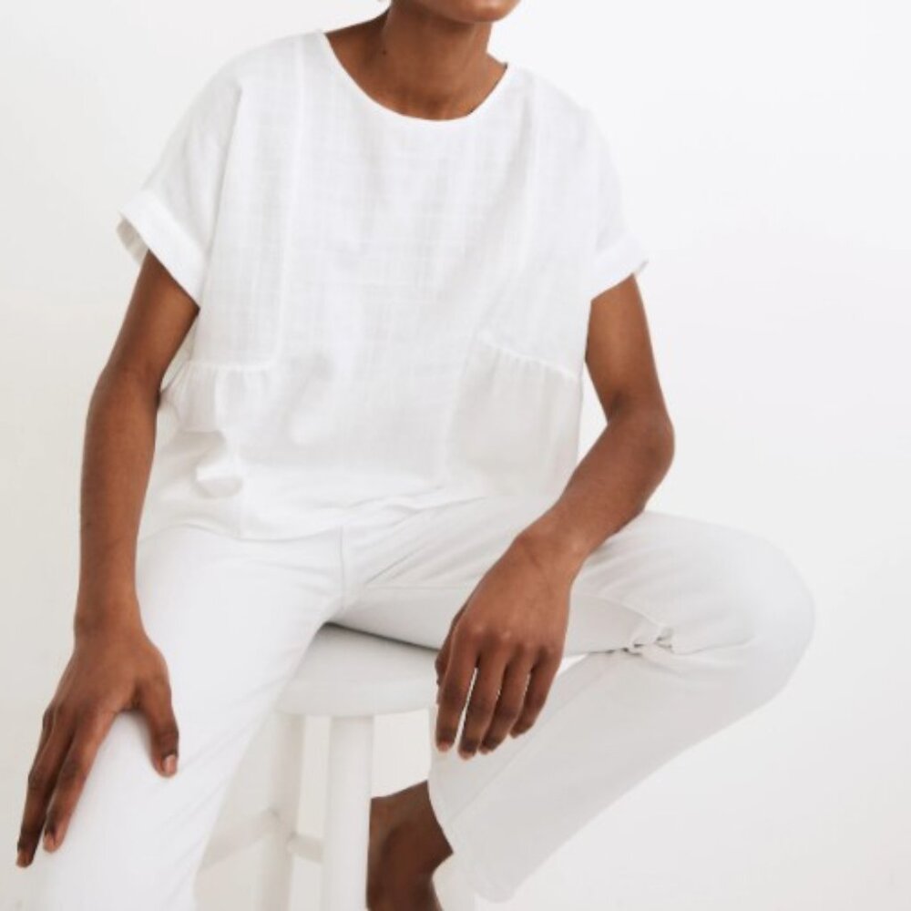 Madewell Cuffed-Sleeve Shirred Top size XS